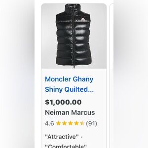 AUTHENTIC MONCLER WOMENS DOWN VEST SIZE 4